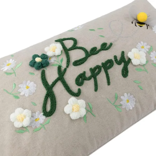 Vista 3 de KINGROSE Funda de almohada con diseño de abeja de miel, funda de cojín bordada para sofá, dormitorio, sofá, sala de estar, 14 x 24 pulgadas