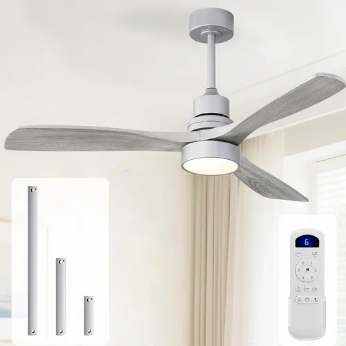 Vista 10 de Sofucor Ventiladores de Techo de 48 Pulgadas con Luces y Control Remoto - Ventilador de Techo Moderno de Montaje al Ras y Montaje con Varilla