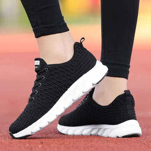 Vista 6 de ZiSUGP Outdoor Fitness Sport Sneakers Shoes Black Sneakers for Women Womens Slip On Sneakers Flying Woven Sports Shoes Women's Shoes Light Lace
