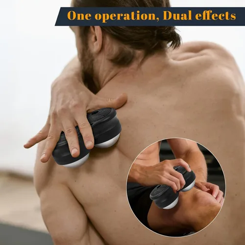 Vista 4 de ideayard Rodillo de masaje de acero inoxidable con doble bola – Terapia de hielo, alivio del dolor muscular, dolores musculares y alivio de tensión