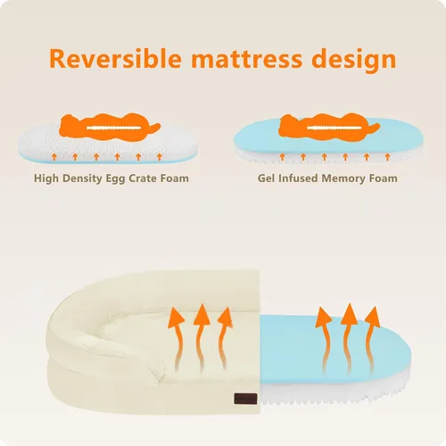Vista 3 de Sofá ortopédico impermeable para perros medianos, espuma Beige