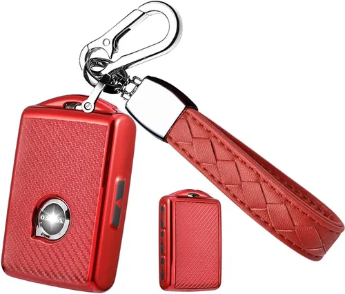 Vista 7 de Funda para llavero de automóvil con textura de fibra de carbono de TPU con llavero que se adapta a Volvo XC90, XC60, XC40, S60, S90, V90, V60