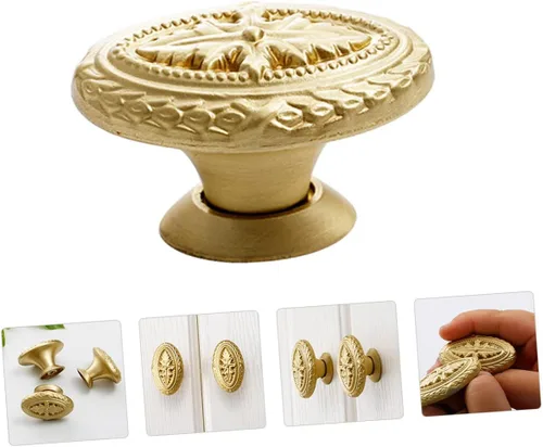 Vista 2 de Uonlytech Pomos de latón para manija de puerta, diseño de alivio, borde liso para muebles, oficina en casa