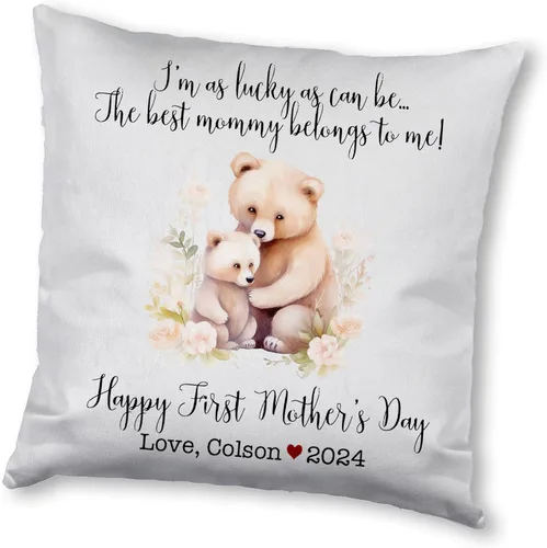 Vista 7 de Mother's Day Bear, First Mother's Day Custom Pillowcase, Personalized Mother's Day Pillowcase, Gift for Mom, Home Decor