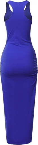 Vista 3 de Ssoulm - Vestido drapeado y largo, sin mangas, con espalda cruzada, para mujer, talla extragrande