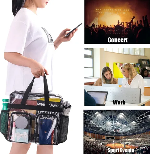 Vista 6 de Oraben Clear Bag for Stadium Events 12x6x12 Clear Tote Bag for Women Transparent Lunch Bag for Work Sports Concert