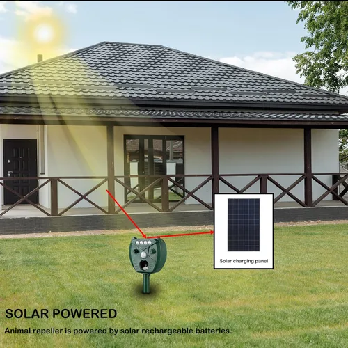 Vista 7 de Repelente ultrasónico de animales alimentado por energía solar, paquete de 1, ardilla, ciervo, conejo, roedor, disuasorio de perros, repelente