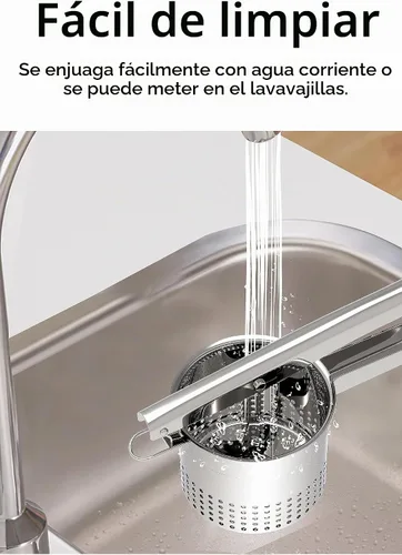 Vista 7 de GloTika Ricer de patatas grande de 15oz, triturador de patatas de acero inoxidable resistente con mango ergonómico, herramienta de cocina