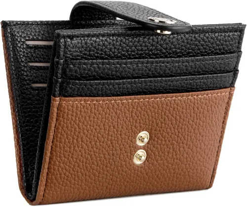 Vista 16 de BOSTANTEN - Billetera delgada para mujer, pequeña, con bloqueo RFID, tarjetero de cuero plegable con cremallera y bolsillo para monedas, Pequeña