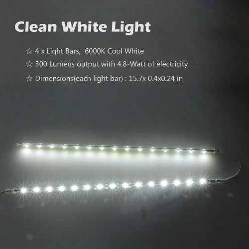 Vista 8 de Kit de barra de luz con pantalla LED, (4) tiras de luces conectables enchufables de 16 pulgadas para gabinete de exhibición grande, serie + conexión
