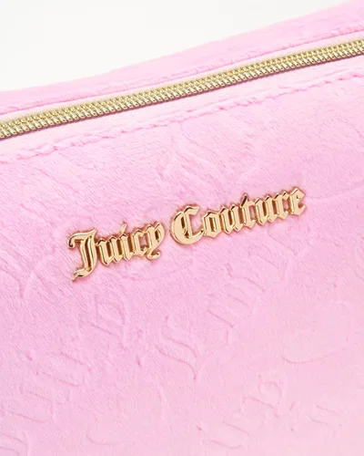Vista 3 de Juicy Couture Bolsa De Maquillaje Rosa Cosméticos Organizador De Viaje Esenciales Con Cremallera Superior Cuña Velour Heart