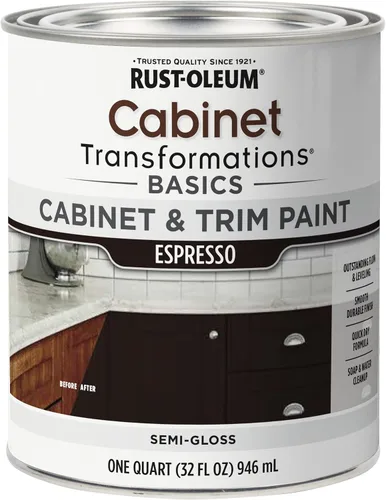 Vista 7 de Rust-Oleum 372012 Transformations Basics - Pintura para gabinetes y molduras, cuarto de galón, color negro