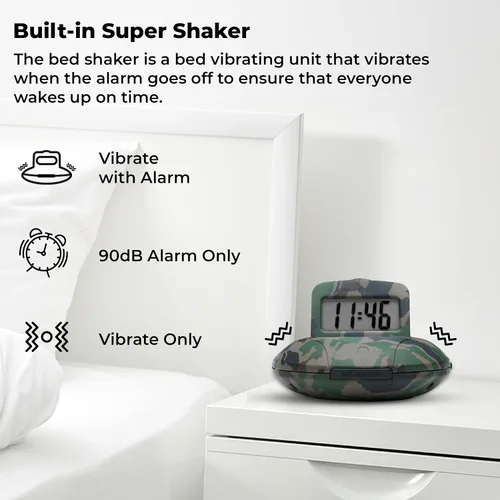 Vista 2 de Sonic Alert Reloj Despertador Digital – Reloj Despertador de Viaje para Personas que Duermen Profundamente – Reloj Despertador Agitador de Cama