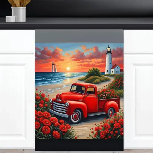 Vista 14 de Calcomanía magnética de vinilo para lavavajillas con diseño de florero de granja rústica, diseño floral para decoración del hogar, cubierta