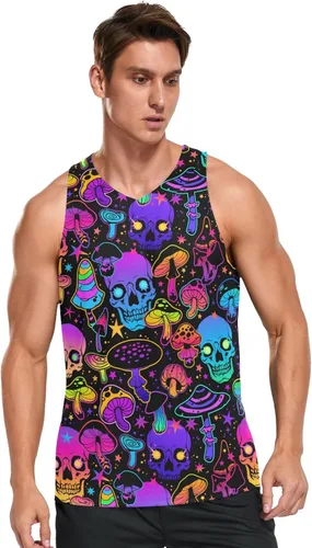 Vista 2 de Camisetas deportivas sin mangas para hombre, de secado rápido, para gimnasio, atletismo, fitness, correr, entrenamiento, playa, sin mangas