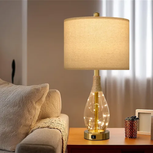 Vista 5 de OYEARS Juego de 2 lámparas de mesa de 23 pulgadas para sala de estar, lámparas de noche para mesitas de noche, lámparas de dormitorio, lámpara