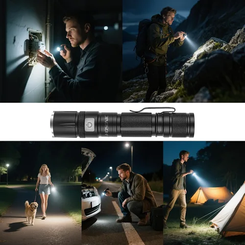 Vista 7 de Linternas recargables, linterna de bolsillo EDC de alto lúmenes con clip, 5 modos de luz de flash pequeña súper brillante potente para camping