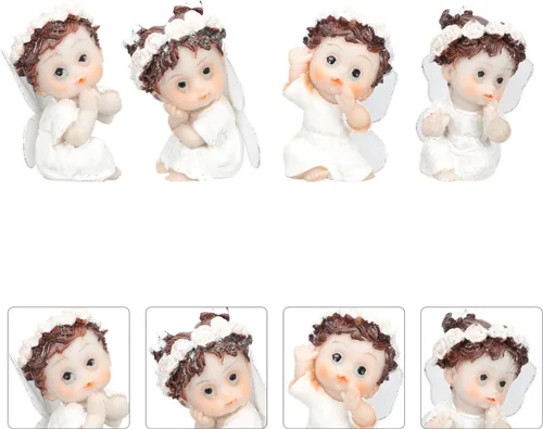 Vista 9 de ABOOFAN 4 piezas de mini estatuas de ángel de resina, ángeles de la guarda, ángeles de jardín, escultura, colección de ángeles, estatuas