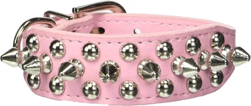 Vista 51 de Collar ajustable de piel sintética con remaches de clavos para gatos, cachorros y perros.