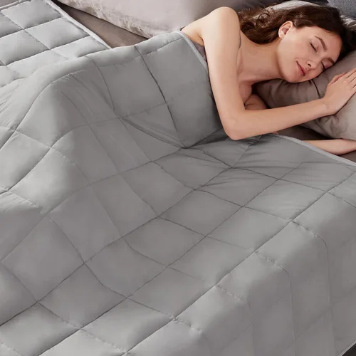 Vista 18 de anfie - Manta con peso para niños (40 x 60 pulgadas, 10 libras), ultrasuave y acogedora, refrescante, lavable a máquina, beige