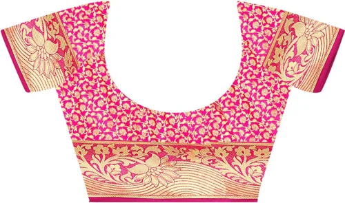 Vista 6 de EK-PAL Present Banarasi - Sari de seda para mujer con blusa sin costura.