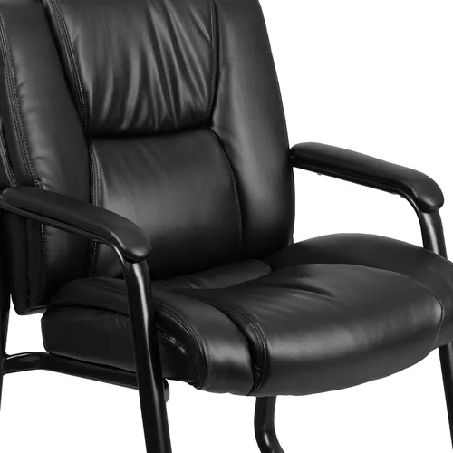 Vista 9 de Flash Furniture LeatherSoft - Silla de recepción ejecutiva con reposabrazos acolchados y base de trineo, silla lateral tapizada para sala de estar u