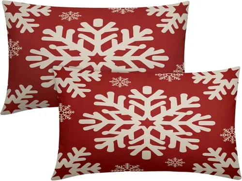 Vista 41 de Fundas de almohada decorativas de Navidad negras 40x40 cm con copos de nieve blancos de Navidad, juego de 2, temática rústica de invierno