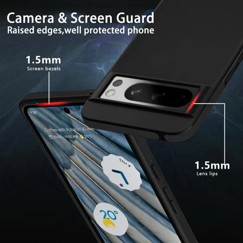 Vista 2 de X-level Funda delgada para Google Pixel 8 Pro, de doble capa, a prueba de golpes, cuerpo completo, parte trasera de policarbonato duro, superficie