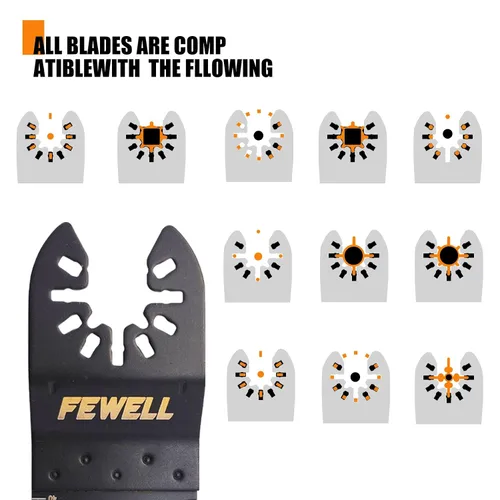 Vista 5 de FEWELL 20 hojas de sierra oscilantes de titanio, cuchillas multiherramienta universales para materiales duros, metal, madera, plástico, clavos, se