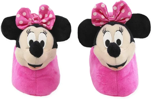Vista 2 de Minnie Mouse Disney - Pantuflas de felpa 3D Minnie Head para niñas pequeñas