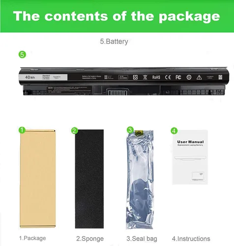 Vista 5 de Batería M5Y1K para Dell Inspiron 15 5555 5558 5559 3552 3558 3567 14 3451 3452 3458 5458 17 5755 5758 5759 P51F VN3N0