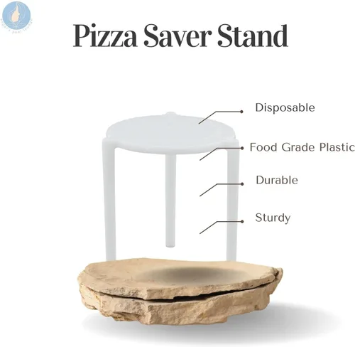 Vista 3 de Angel's Peel Lounge Caja de pizza/soporte para guardar pizza (paquete de 50) - Trípode de plástico blanco para contenedor de restaurante, cajas