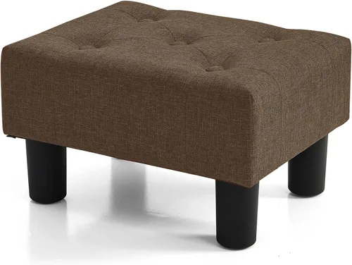 Vista 24 de BRIAN & DANY Taburete pequeño para pies, taburetes de lino con patas, reposapiés pequeño estable para sala de estar, beige