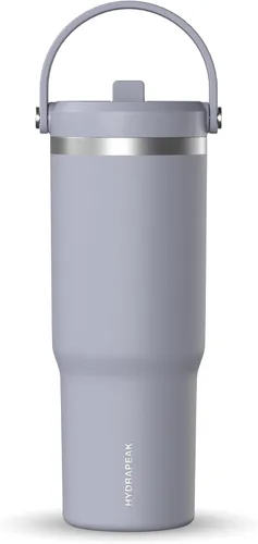 Vista 11 de Hydrapeak Nomad - Vaso de 32 onzas con asa y tapa con popote, a prueba de fugas, doble aislamiento, vaso de acero inoxidable de 32 onzas (almendra)