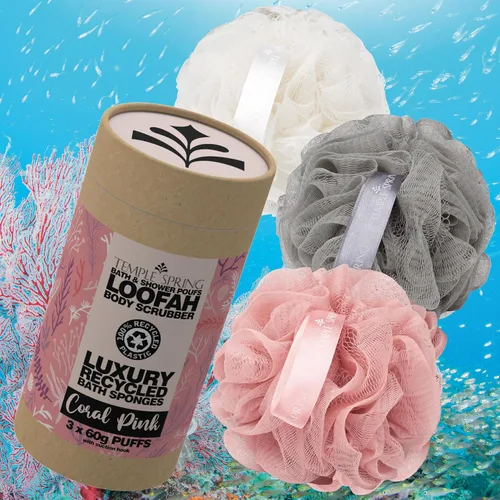 Vista 7 de Temple Spring Esponja de malla suave para ducha, paquete de 3 (2.12 onzas cada uno), exfoliante corporal suave para espuma rica y piel suave