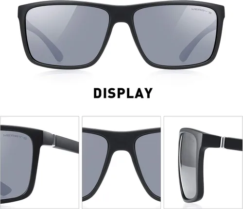 Vista 3 de MERRY'S - Lentes de sol deportivos, polarizados, rectangulares, para hombres y mujeres, con protección UV400, S8225, ciclismo, conducción, pesca