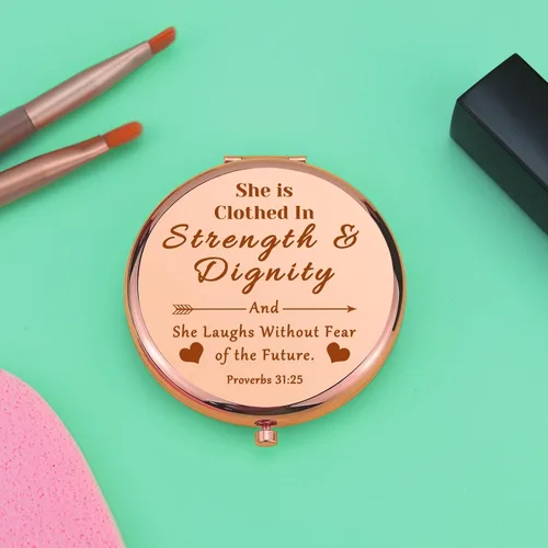 Vista 5 de Regalos cristianos inspiradores, espejo de maquillaje compacto, versículos de la Biblia, regalo para ella, regalo religioso para nieta, regalo