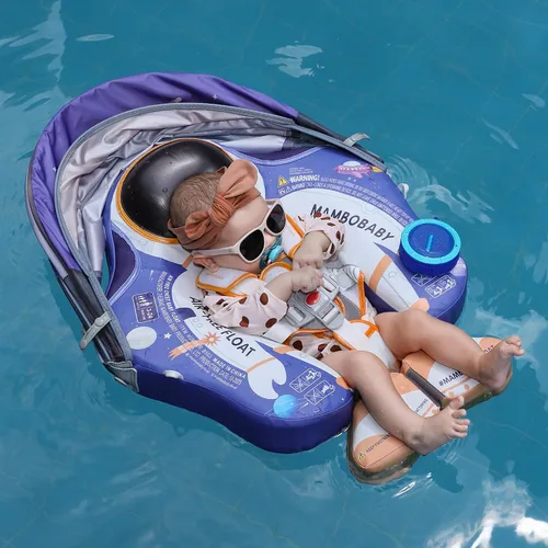 Vista 6 de Mambobaby Flotador Mejorado Añadir Cola Flotador para Bebé con Toldo para Anillo de Natación de Cintura Infantil Entrenador de Natación Flotadores