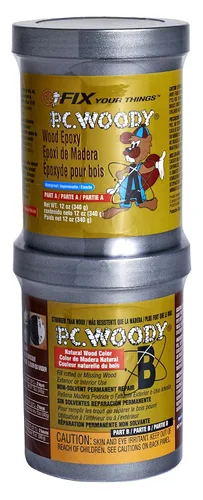 Vista 14 de PC Products PC-Woody 23334 - Pasta epoxi reparadora de madera de dos componentes, 1.5 oz en dos frascos, color tostado
