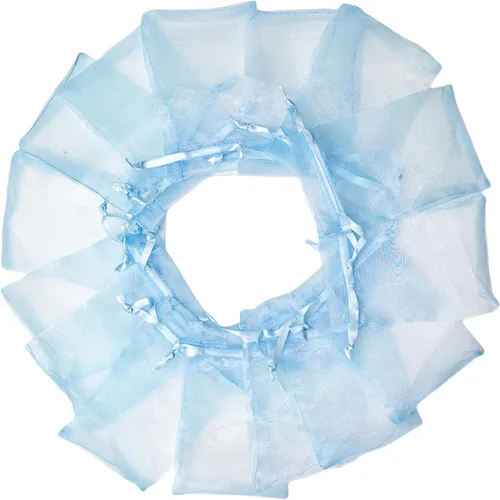 Vista 5 de QIANF 20 bolsas de regalo de organza azul transparente de 4 x 6 pulgadas con cordón, bolsas de recuerdo de fiesta de boda