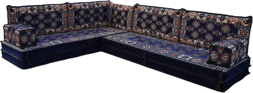 Vista 48 de arabicsofa Juego de Sofá Majlis Árabe de Esquina en Forma de L – Cojín Modular de Piso con Almohadas de Respaldo