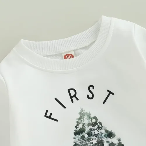 Vista 3 de FYBITBO Traje de Navidad para bebé niña y niño sudadera con cuello redondo manga larga suéter retro ropa de otoño