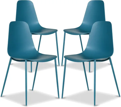 Vista 15 de Poly & BARK Isla - Juego de 4 sillas de cocina modernas, sillas de comedor de plástico con patas de metal, montaje rápido, sillas simples de café