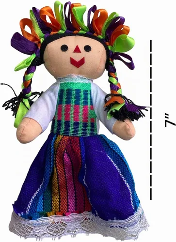 Vista 3 de MUNECA LELE - Juego de muñecas mexicanas hechas a mano, 10 piezas, muñeca María incluida