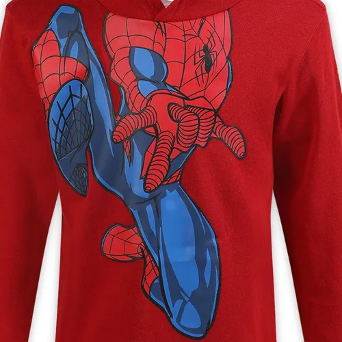 Vista 2 de Marvel Sudadera con capucha Spiderman para niños pequeños y pequeños, color rojo