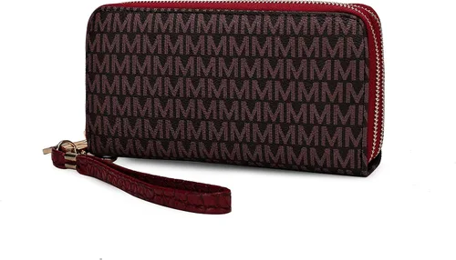Vista 69 de MKF Collection Mia K - Cartera de pulsera para mujer, pequeña cartera de cuero vegano para tarjetas de crédito con cremallera y bolsillo