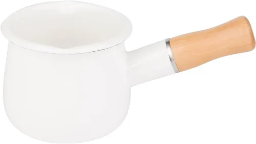 Vista 7 de Olla de leche esmaltada, calentador de mantequilla antiadherente, mini cacerola, 4 pulgadas, 17 onzas, utensilios de cocina pequeños con mango