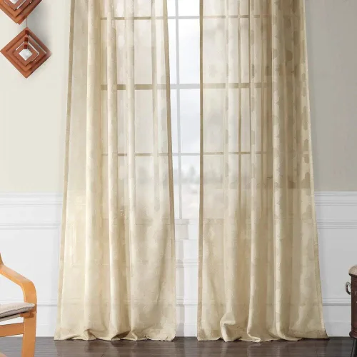 Vista 4 de HPD Half Price Drapes Cortinas transparentes de lino estampado para sala de estar 50 X 84 (1 panel), SHCH-11701-84, Calais Tile