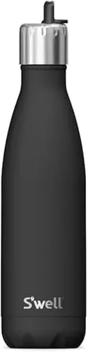 Vista 7 de S'well Botella de agua de acero inoxidable con tapa de popote abatible y asa, 17 onzas, End Zone, recipientes aislados al vacío de triple capa que