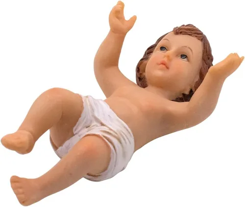 Vista 3 de Figura de natividad del bebé Jesús Niño de Cristo pintado Añadir al pesebre o escena de la creche Gran decoración cristiana para el hogar